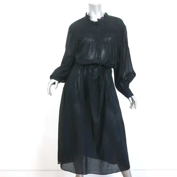 Isabel Marant Dresses & Skirts - Isabel Marant Etoile Perkins Maxi Dress Black Cotton Voile Size 38 Long Sleeve